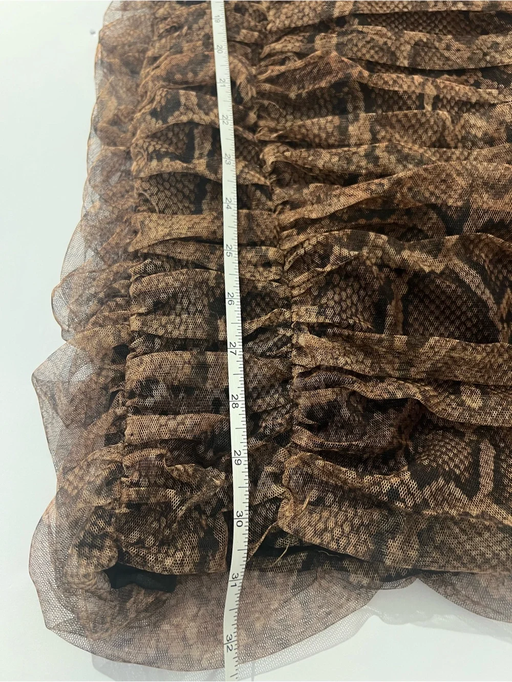 Zara Snake Print Draped Tulle Long Sleeve Ruched Mini Dress - Picture 13 of 15
